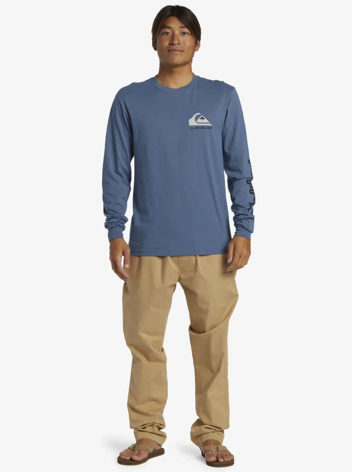 Tees Men Quiksilver Omni Logo Long Sleeve TShirt Bering Sea Tees Men Quiksilver Omni Logo Long Sleeve TShirt Bering Sea