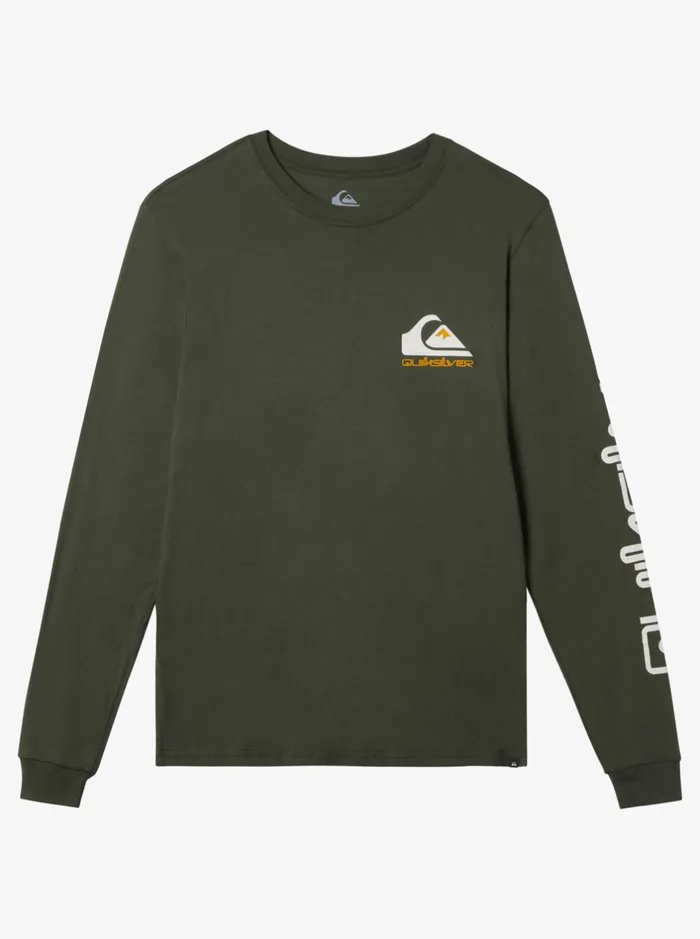 Tees Men Quiksilver Omni Logo Long Sleeve TShirt Climbing Ivy