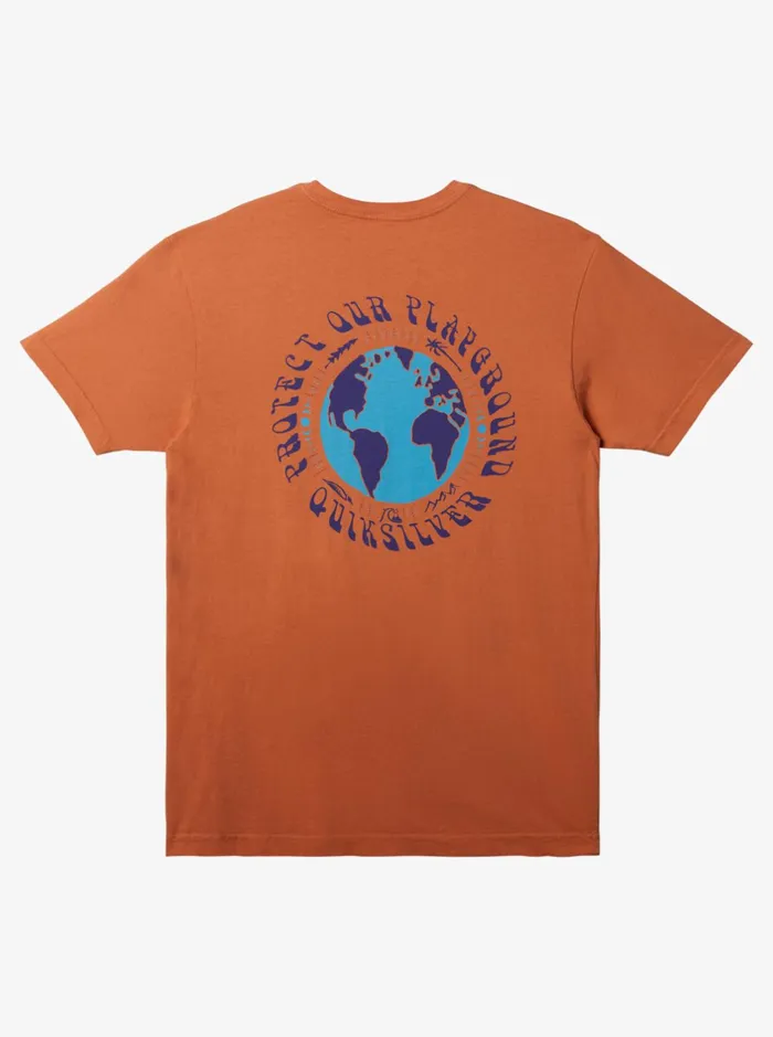 Tees Men Quiksilver Protect Our Playground TShirt Copper Tan Tees Men Quiksilver Protect Our Playground TShirt Copper Tan