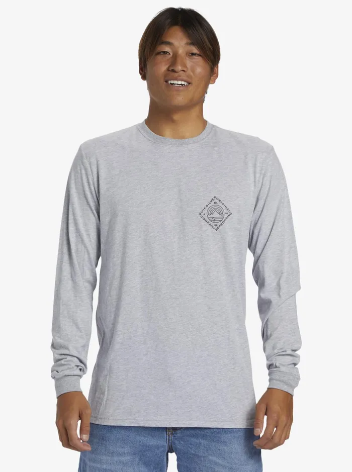 Tees Men Quiksilver Scenic View Long Sleeve TShirt Athletic Heather Tees Men Quiksilver Scenic View Long Sleeve TShirt Athletic Heather
