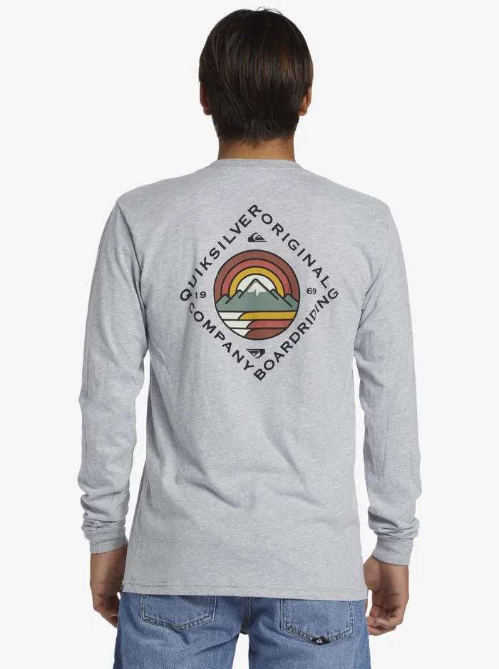 Tees Men Quiksilver Scenic View Long Sleeve TShirt Athletic Heather Tees Men Quiksilver Scenic View Long Sleeve TShirt Athletic Heather