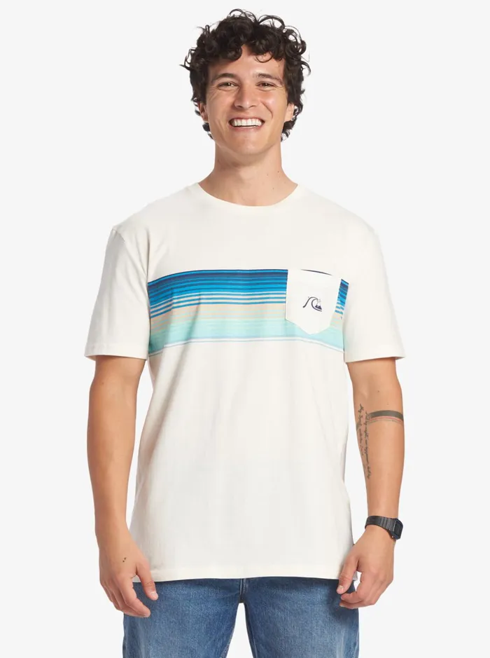 Tees Men Quiksilver Swell Vision Stripe Pocket TShirt Gardenia Tees Men Quiksilver Swell Vision Stripe Pocket TShirt Gardenia