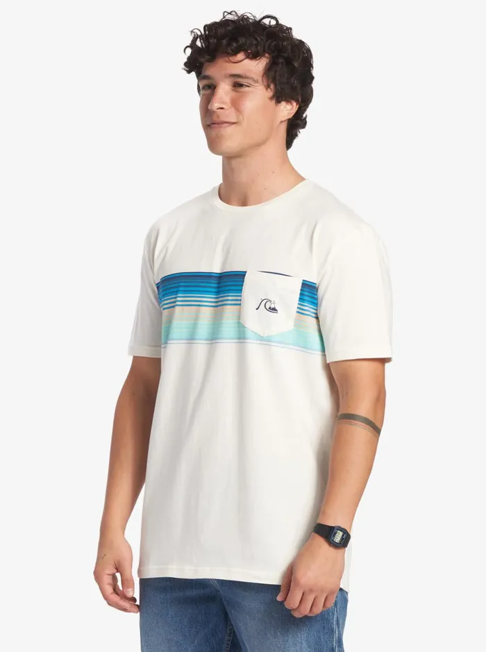 Tees Men Quiksilver Swell Vision Stripe Pocket TShirt Gardenia Tees Men Quiksilver Swell Vision Stripe Pocket TShirt Gardenia
