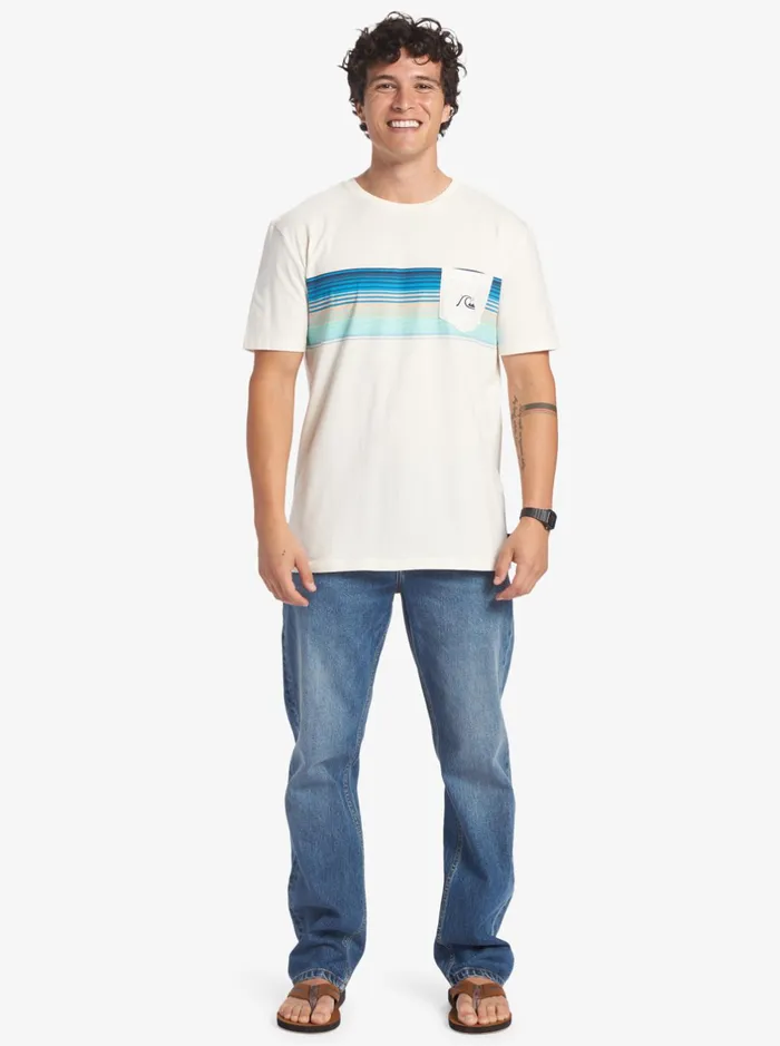 Tees Men Quiksilver Swell Vision Stripe Pocket TShirt Gardenia Tees Men Quiksilver Swell Vision Stripe Pocket TShirt Gardenia