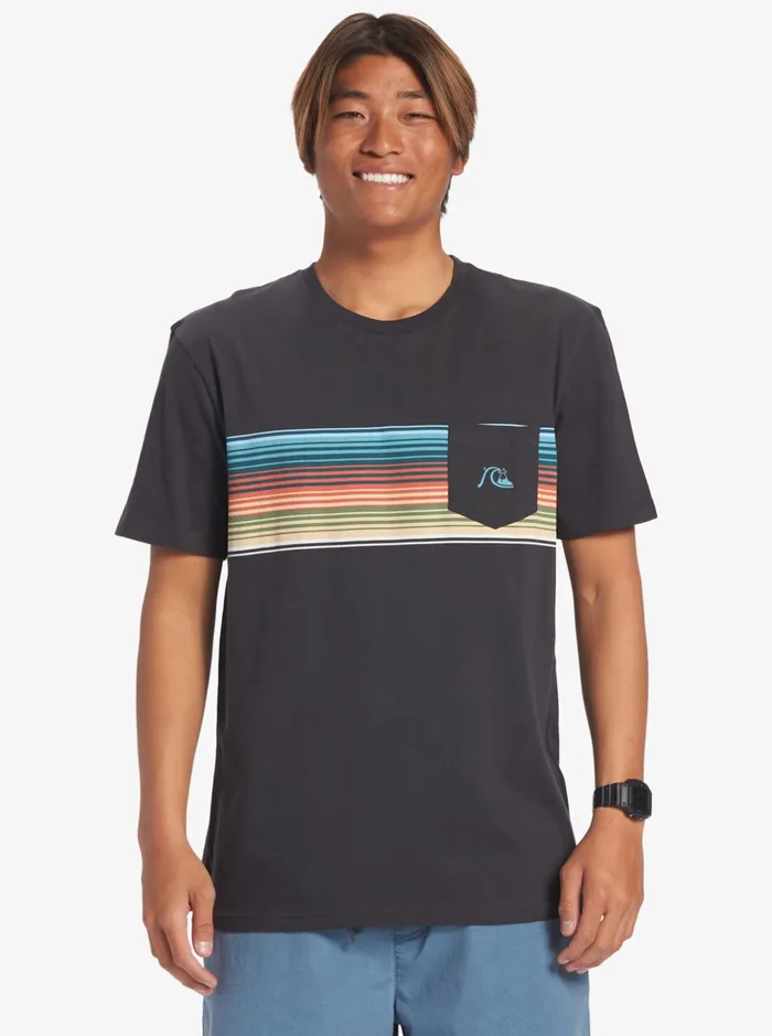Tees Men Quiksilver Swell Vision Stripe Pocket TShirt Tarmac Tees Men Quiksilver Swell Vision Stripe Pocket TShirt Tarmac