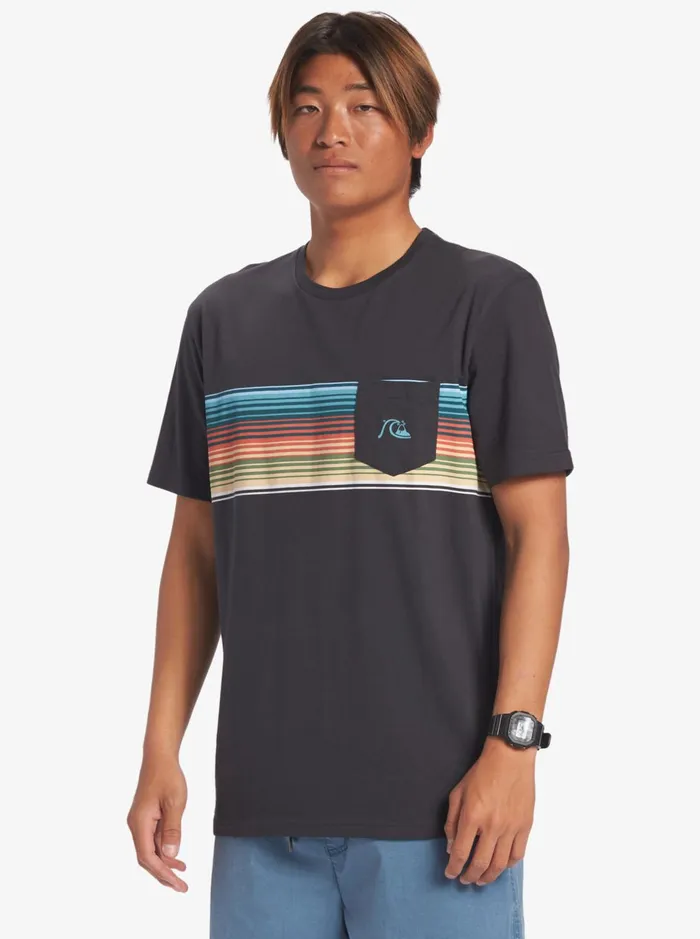 Tees Men Quiksilver Swell Vision Stripe Pocket TShirt Tarmac Tees Men Quiksilver Swell Vision Stripe Pocket TShirt Tarmac