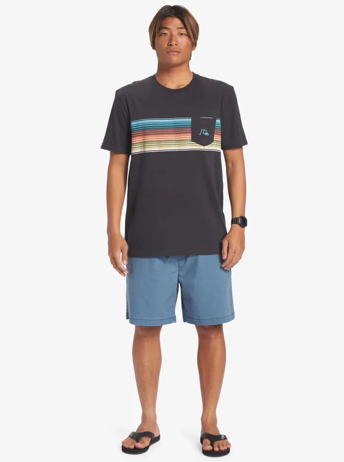 Tees Men Quiksilver Swell Vision Stripe Pocket TShirt Tarmac Tees Men Quiksilver Swell Vision Stripe Pocket TShirt Tarmac