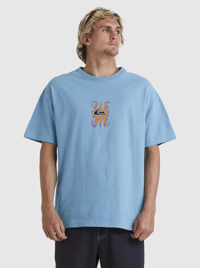 Tees Men Quiksilver Trident TShirt Adriatic Blue Tees Men Quiksilver Trident TShirt Adriatic Blue