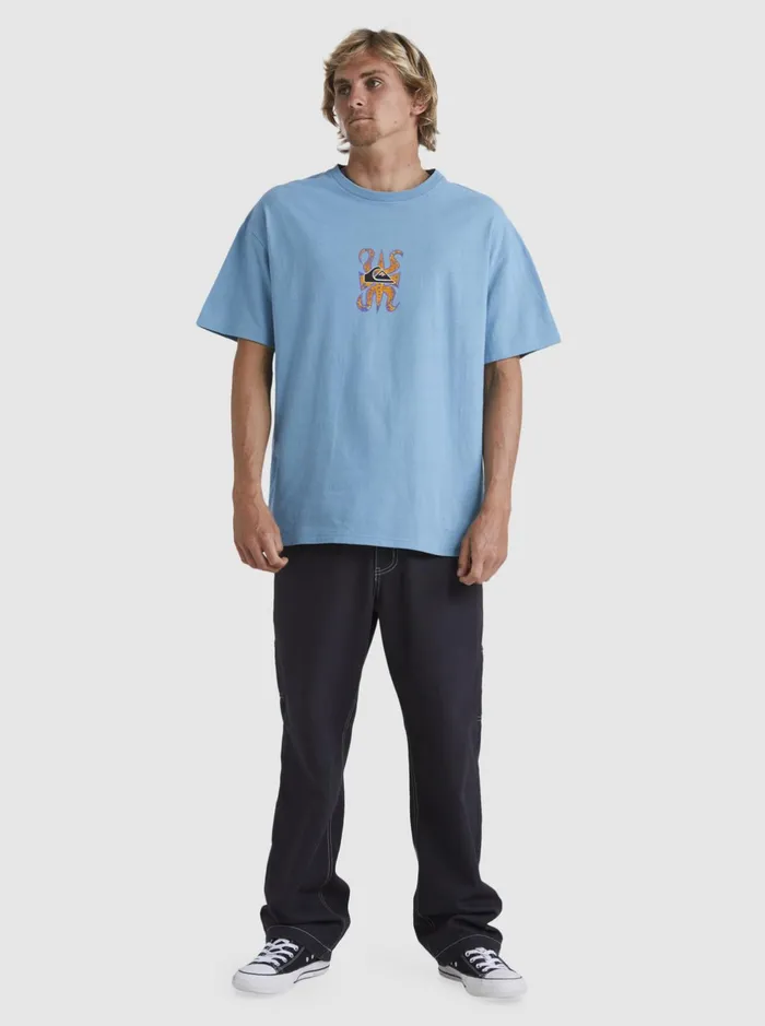 Tees Men Quiksilver Trident TShirt Adriatic Blue Tees Men Quiksilver Trident TShirt Adriatic Blue