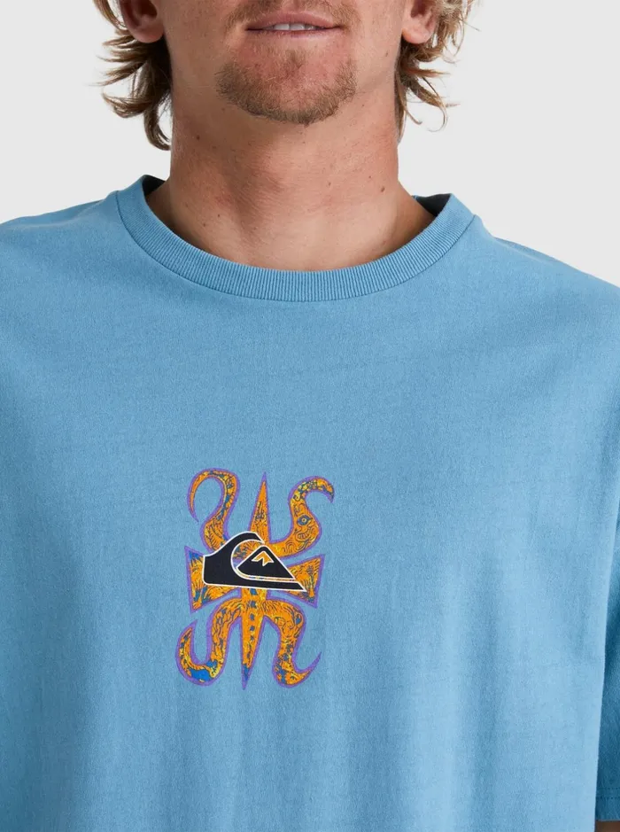 Tees Men Quiksilver Trident TShirt Adriatic Blue Tees Men Quiksilver Trident TShirt Adriatic Blue