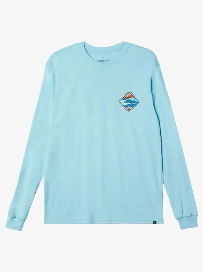 Tees Men Quiksilver Waterman Cross Chop Long Sleeve Q TShirt Gulf Stream