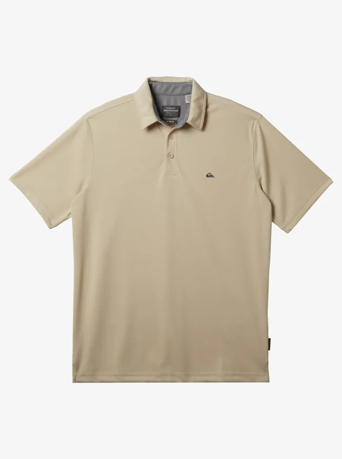 Tees Men Quiksilver Waterman Water Short Sleeve Polo Shirt Brown Rice