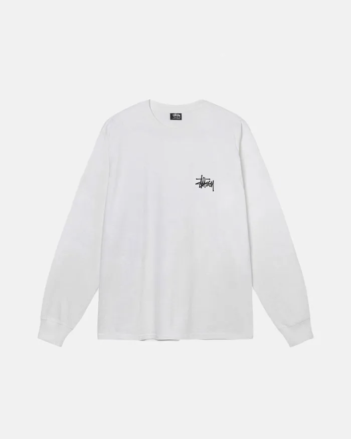 Tees Men Stussy BASIC STSSY LS TEE White Tees Men Stussy BASIC STSSY LS TEE White
