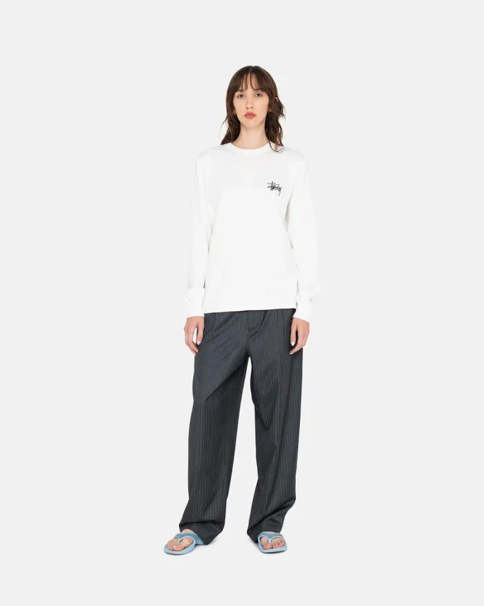 Tees Men Stussy BASIC STSSY LS TEE White Tees Men Stussy BASIC STSSY LS TEE White