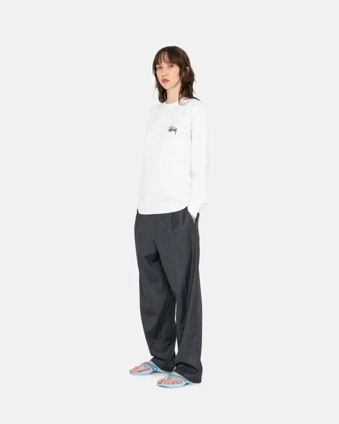 Tees Men Stussy BASIC STSSY LS TEE White Tees Men Stussy BASIC STSSY LS TEE White