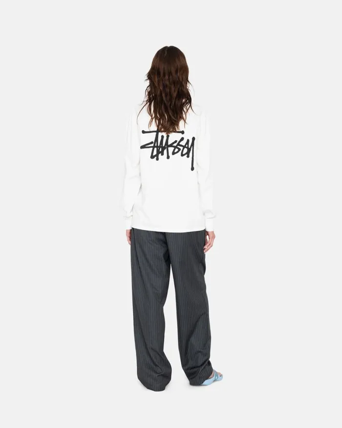 Tees Men Stussy BASIC STSSY LS TEE White Tees Men Stussy BASIC STSSY LS TEE White