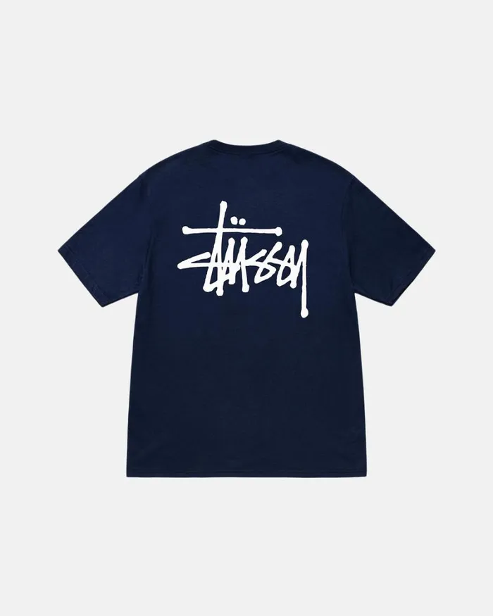 Tees Men Stussy BASIC STSSY TEE Navy