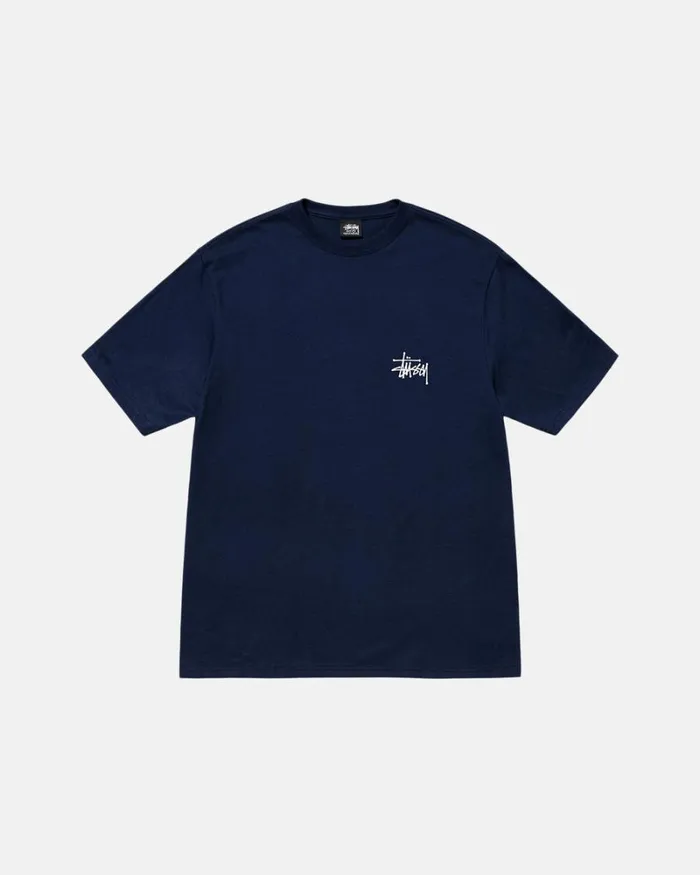 Tees Men Stussy BASIC STSSY TEE Navy Tees Men Stussy BASIC STSSY TEE Navy