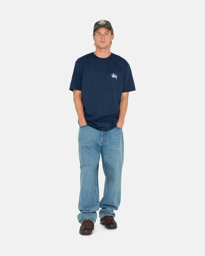 Tees Men Stussy BASIC STSSY TEE Navy Tees Men Stussy BASIC STSSY TEE Navy