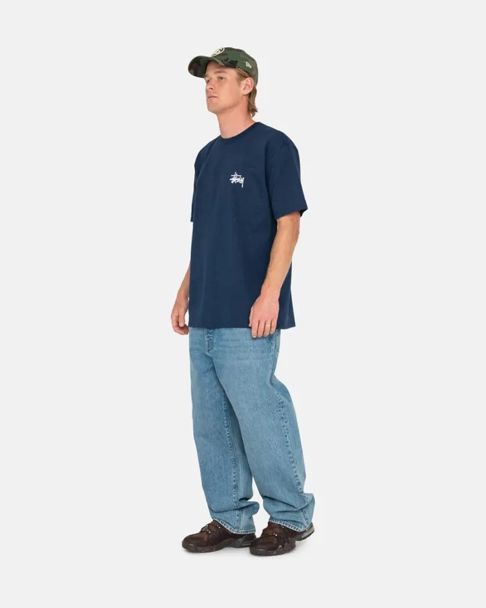 Tees Men Stussy BASIC STSSY TEE Navy Tees Men Stussy BASIC STSSY TEE Navy