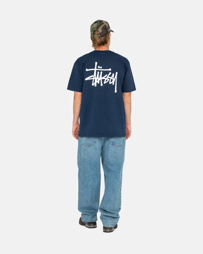 Tees Men Stussy BASIC STSSY TEE Navy Tees Men Stussy BASIC STSSY TEE Navy