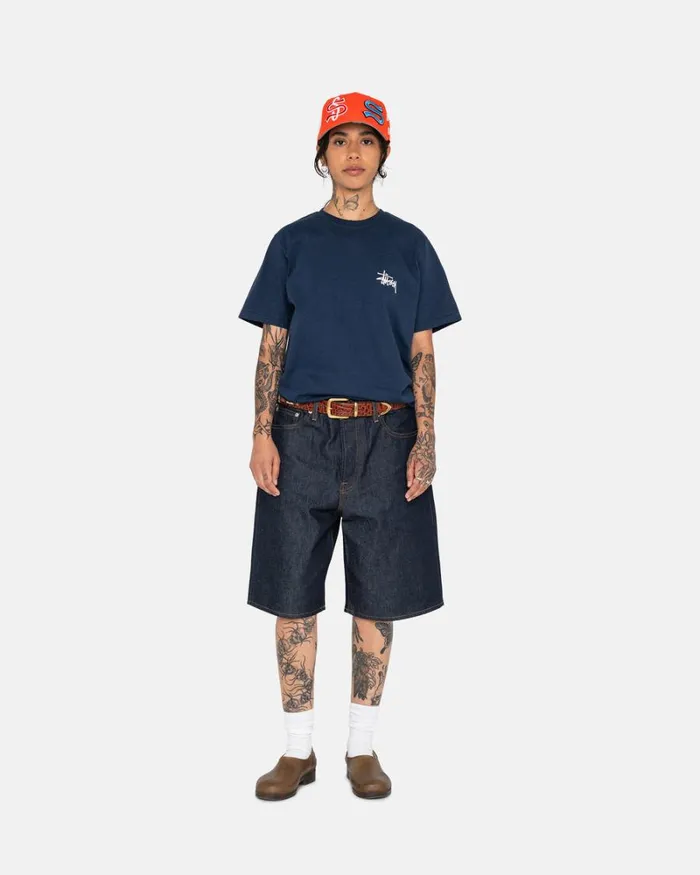 Tees Men Stussy BASIC STSSY TEE Navy Tees Men Stussy BASIC STSSY TEE Navy
