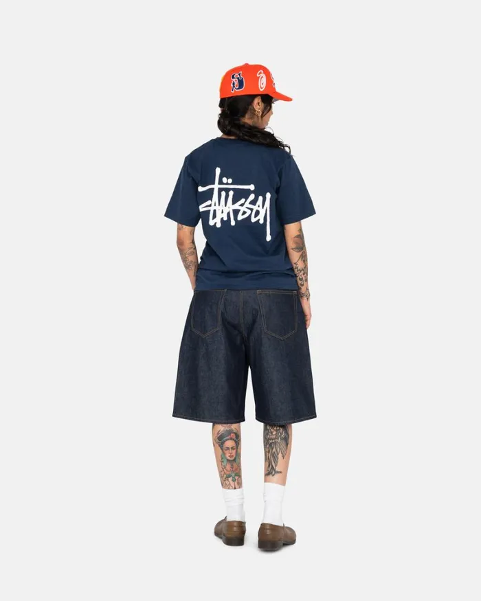 Tees Men Stussy BASIC STSSY TEE Navy Tees Men Stussy BASIC STSSY TEE Navy