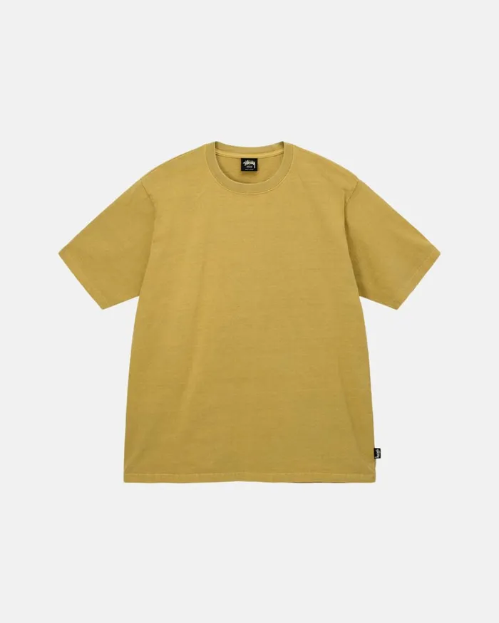 Tees Men Stussy HEAVYWEIGHT PIGMENT DYED CREW Mustard