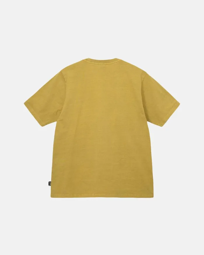 Tees Men Stussy HEAVYWEIGHT PIGMENT DYED CREW Mustard Tees Men Stussy HEAVYWEIGHT PIGMENT DYED CREW Mustard