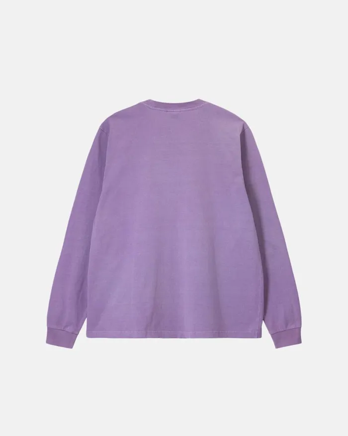 Tees Men Stussy HEAVYWEIGHT PIGMENT DYED LS CREW Lavender Tees Men Stussy HEAVYWEIGHT PIGMENT DYED LS CREW Lavender