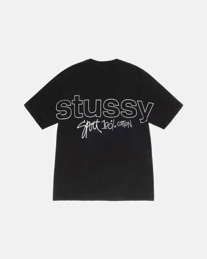 Tees Men Stussy SPORT 100 PIGMENT DYED TEE Black Tees Men Stussy SPORT 100 PIGMENT DYED TEE Black