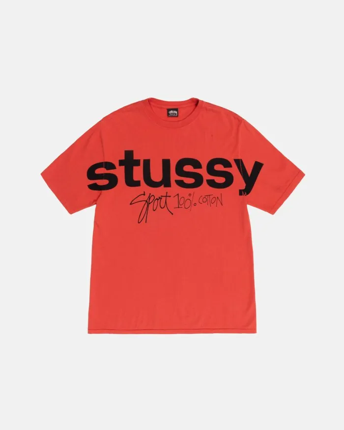 Tees Men Stussy SPORT 100 PIGMENT DYED TEE Tomato