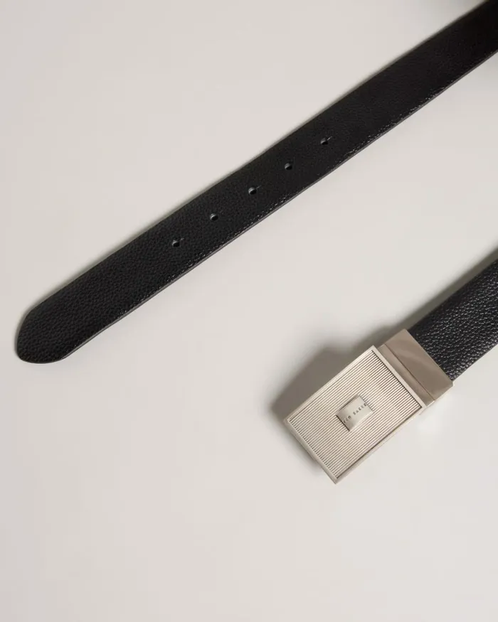Textured Buckle Belt Black Men Ted Baker Belts