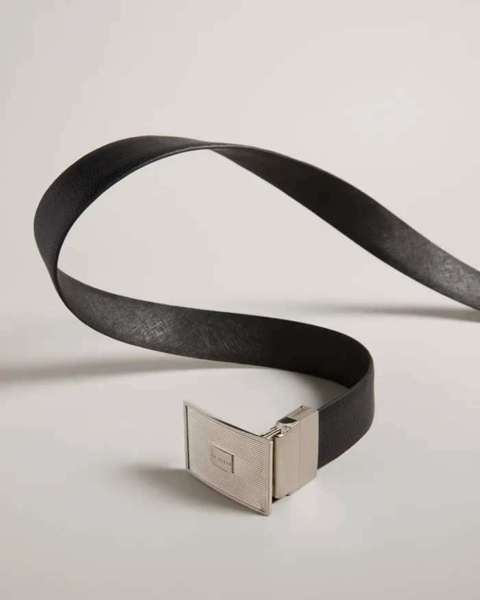 Textured Buckle Belt Black Men Ted Baker Belts