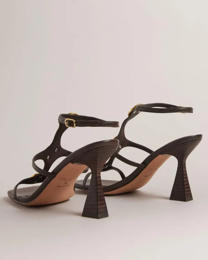 Textured Coin Heeled Sandals Brown Women Ted Baker Sandals and Sliders