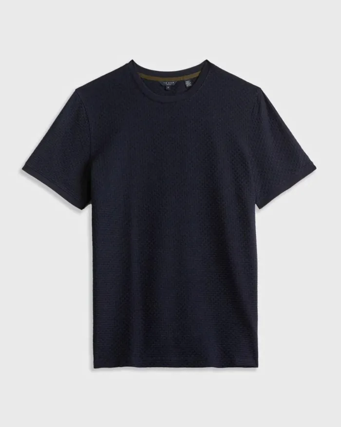 Textured Cotton Tshirt Navy Men Ted Baker Clothing