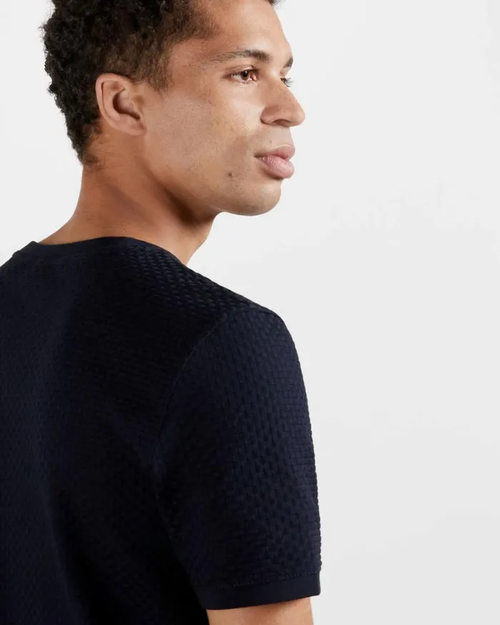 Textured Cotton Tshirt Navy Men Ted Baker Clothing Textured Cotton Tshirt Navy Men Ted Baker Clothing