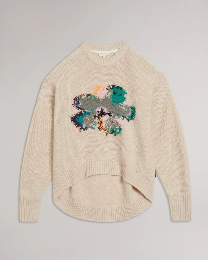 Textured Floral Wool Jumper Light Brown Women Ted Baker Sweaters