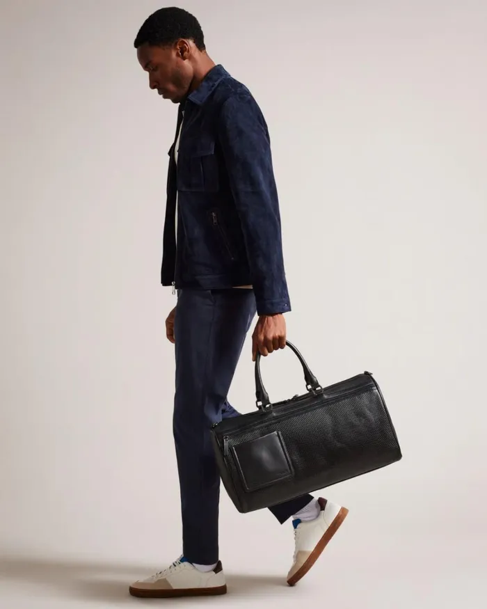 Textured Leather Holdall Black Men Ted Baker Duffel Bags