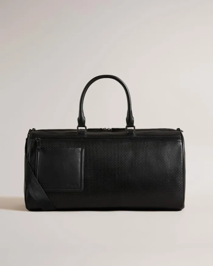 Textured Leather Holdall Black Men Ted Baker Duffel Bags