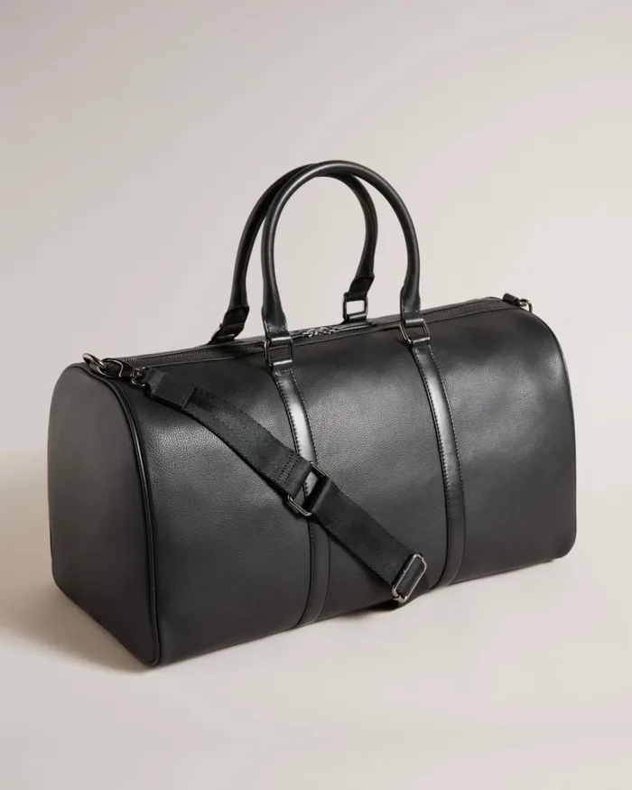 Textured Leather Holdall Black Men Ted Baker Duffel Bags