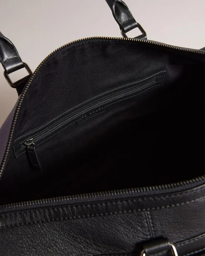 Textured Leather Holdall Black Men Ted Baker Duffel Bags