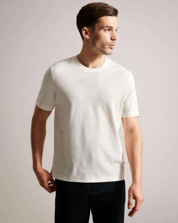 Textured Regular Fit TShirt White Men Ted Baker Clothing Textured Regular Fit TShirt White Men Ted Baker Clothing