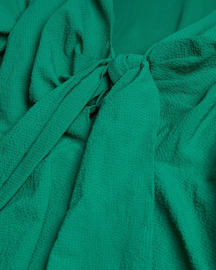 Tie Front Mini Dress With Balloon Sleeve Green Women Ted Baker Clothing Tie Front Mini Dress With Balloon Sleeve Green Women Ted Baker Clothing
