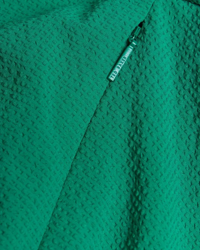 Tie Front Mini Dress With Balloon Sleeve Green Women Ted Baker Clothing Tie Front Mini Dress With Balloon Sleeve Green Women Ted Baker Clothing