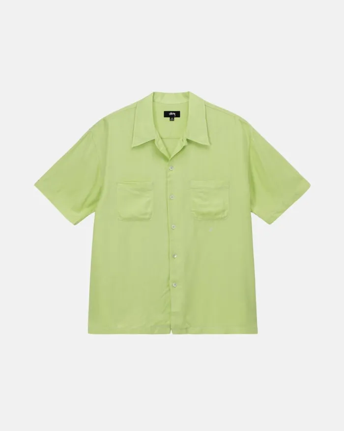 Tops and Shirts Men Stussy CONTRAST PICK STITCHED SHIRT Lime