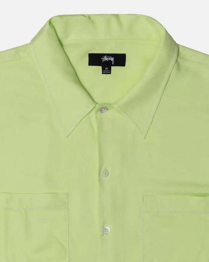 Tops and Shirts Men Stussy CONTRAST PICK STITCHED SHIRT Lime Tops and Shirts Men Stussy CONTRAST PICK STITCHED SHIRT Lime