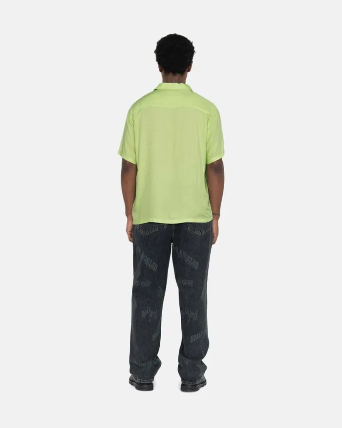 Tops and Shirts Men Stussy CONTRAST PICK STITCHED SHIRT Lime Tops and Shirts Men Stussy CONTRAST PICK STITCHED SHIRT Lime