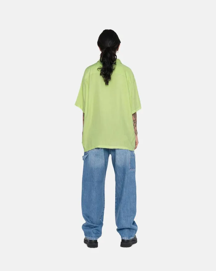 Tops and Shirts Men Stussy CONTRAST PICK STITCHED SHIRT Lime Tops and Shirts Men Stussy CONTRAST PICK STITCHED SHIRT Lime