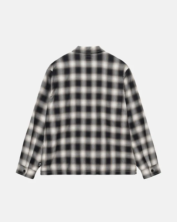 Tops and Shirts Men Stussy EDDIE PLAID ZIP SHIRT Black Tops and Shirts Men Stussy EDDIE PLAID ZIP SHIRT Black